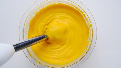 Mashed Kabocha being pureed