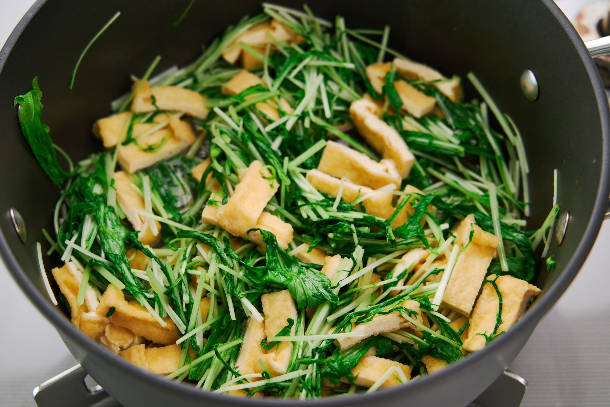 Mizuna Simmered with Tofu and Dashi - Marc's Recipes