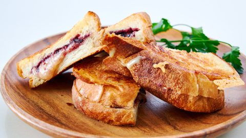 A plate of Blackberry Gouda Grilled Cheese Sandwiches