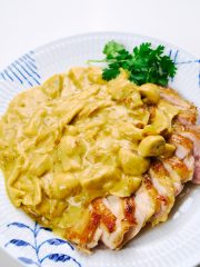 Chicken Steak with Creamy Mushrooms Sauce on a plate.