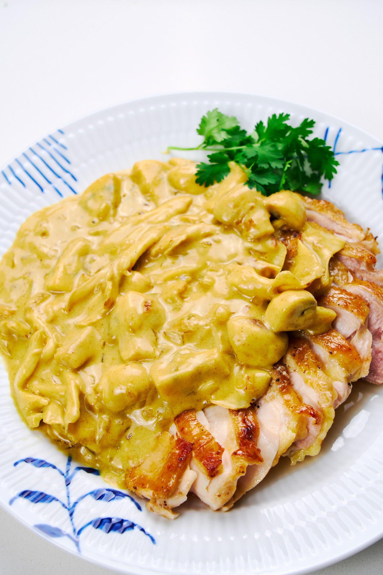 Chicken Steak with Creamy Mushrooms Sauce on a plate.