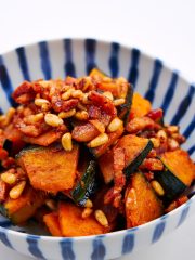 Kabocha & Pancetta with Pine Nuts ready to serve.