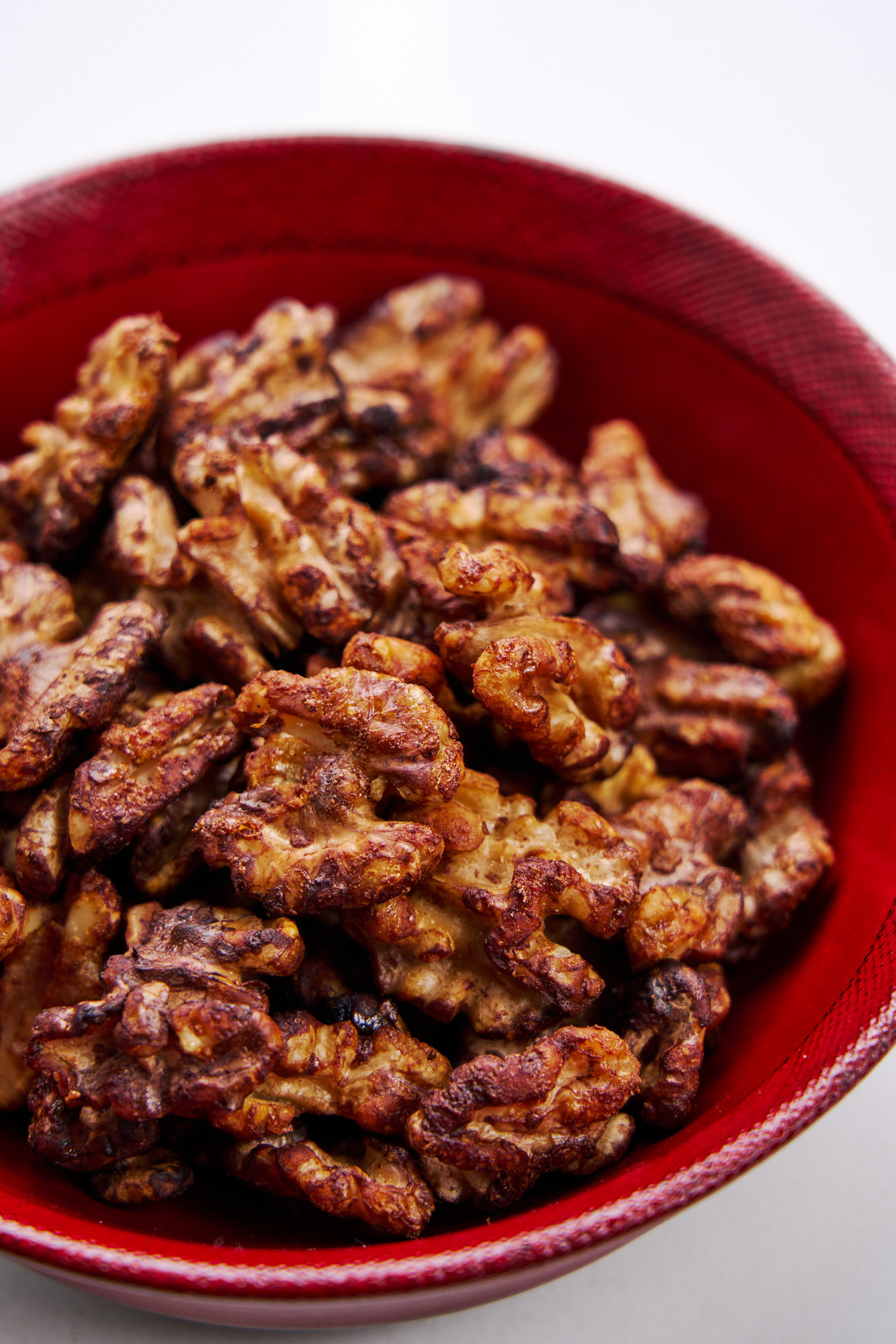 Soy Sauce Roasted Walnuts in a bowl.