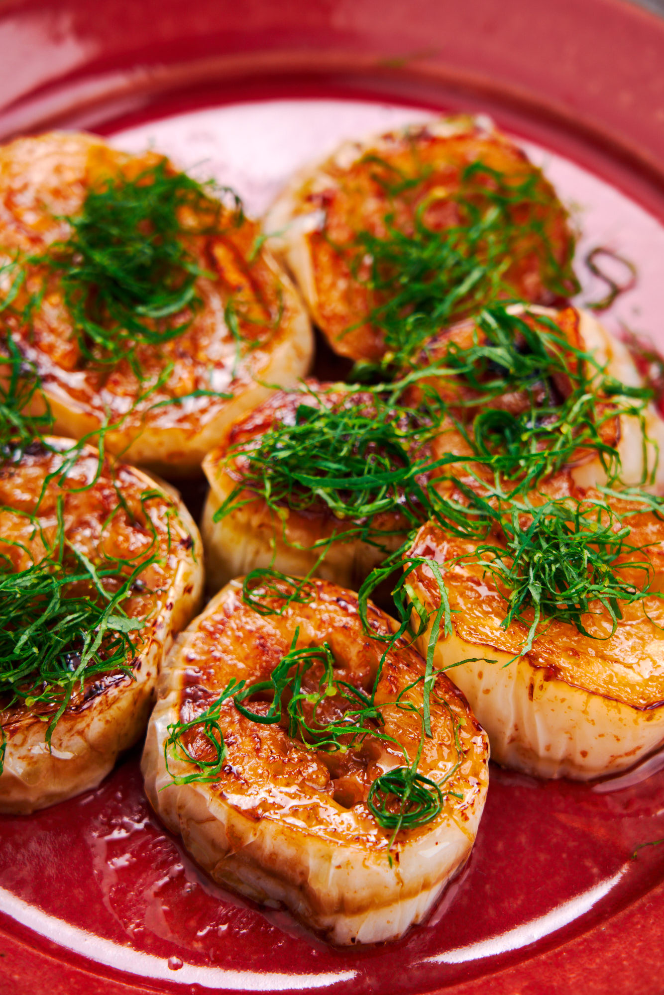 White Eggplant Steak with Butter Soy Sauce ready to serve.