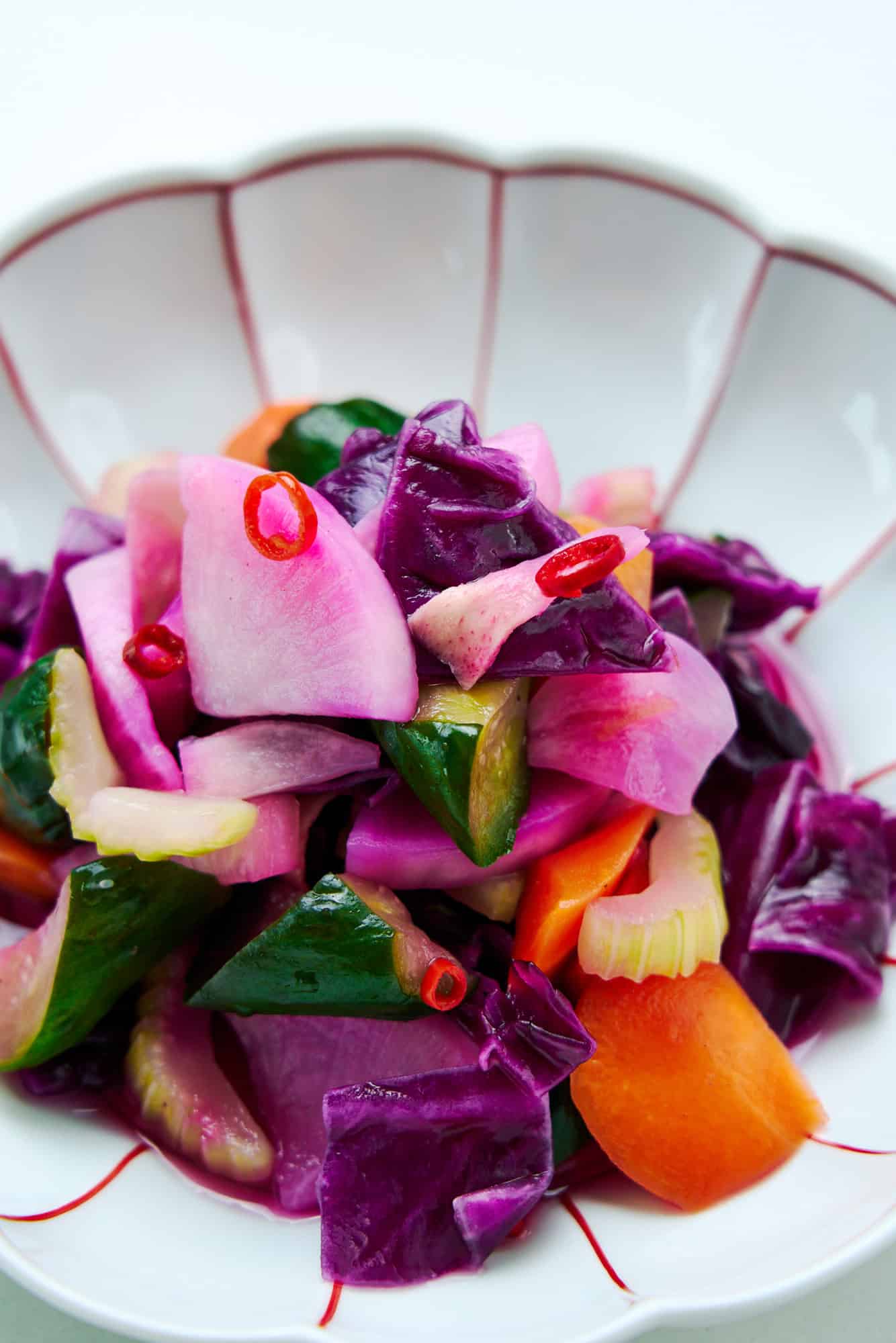 This rainbow of colorful pickled vegetables is the perfect palate cleanser.