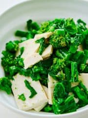 Mustard greens and tofu in a light dressing.