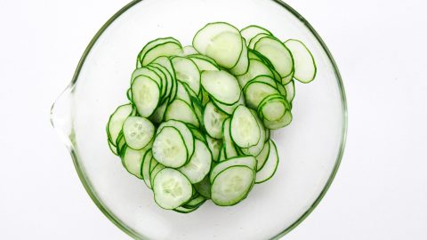 Cucumbers sweating out their juices.