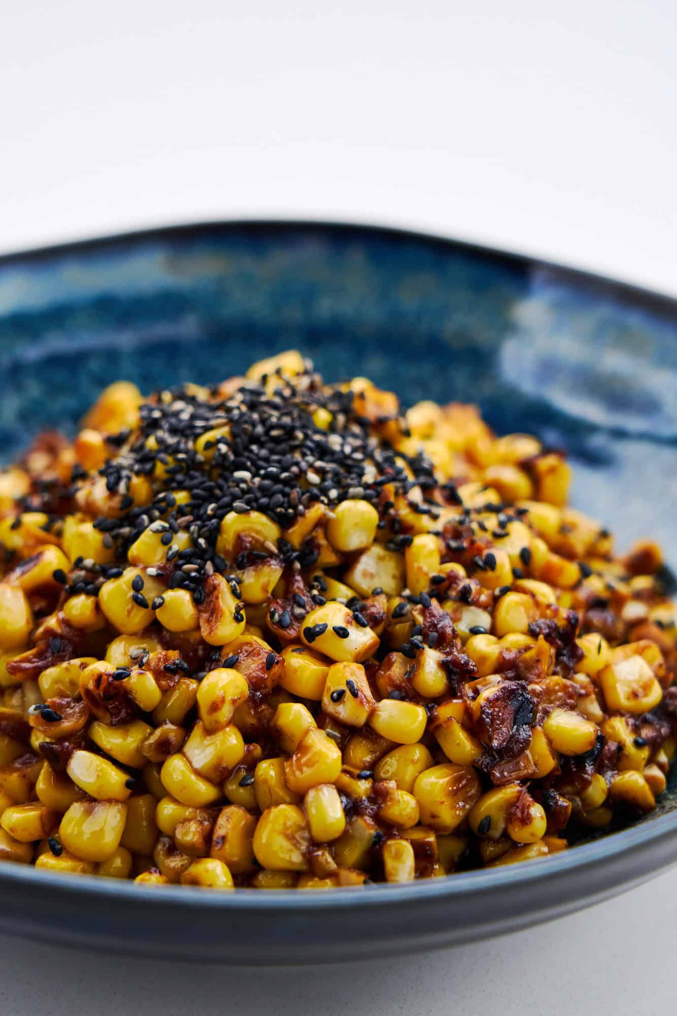 Miso Butter Corn with sesame seeds.