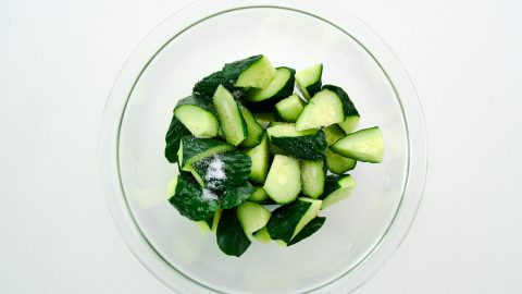 Sweating the cucumbers.