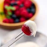 Raspberry with yogurt dip.