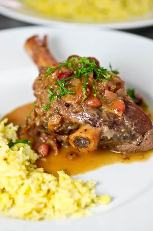 Luscious Braised Lamb Shanks in Cranberry