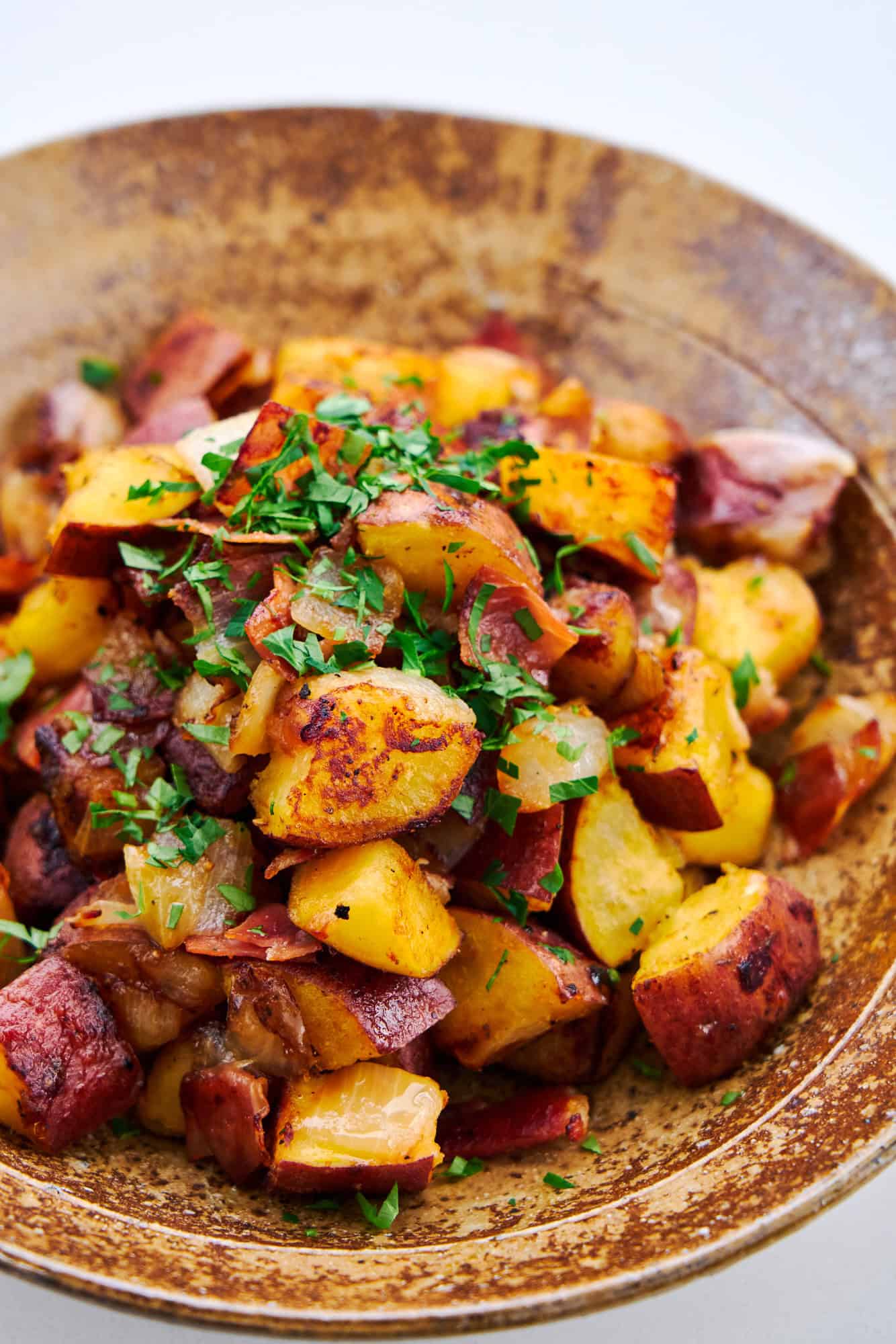 Caramelized crispy Japanese Sweet Potato Hash.