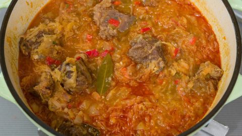 Close up of csango goulash.