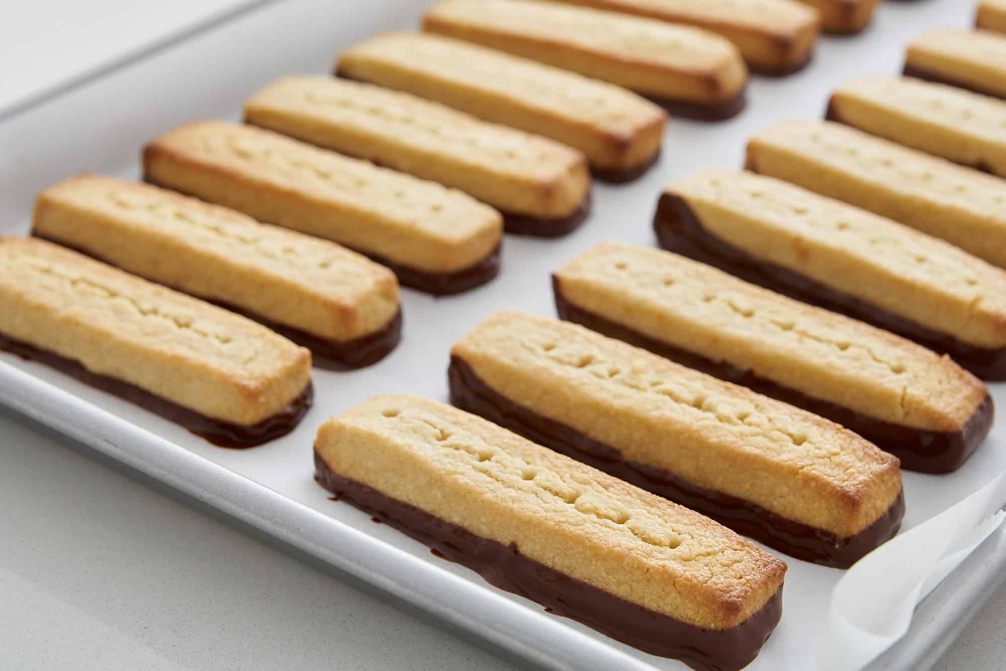 Shortbread dipped in chocolate