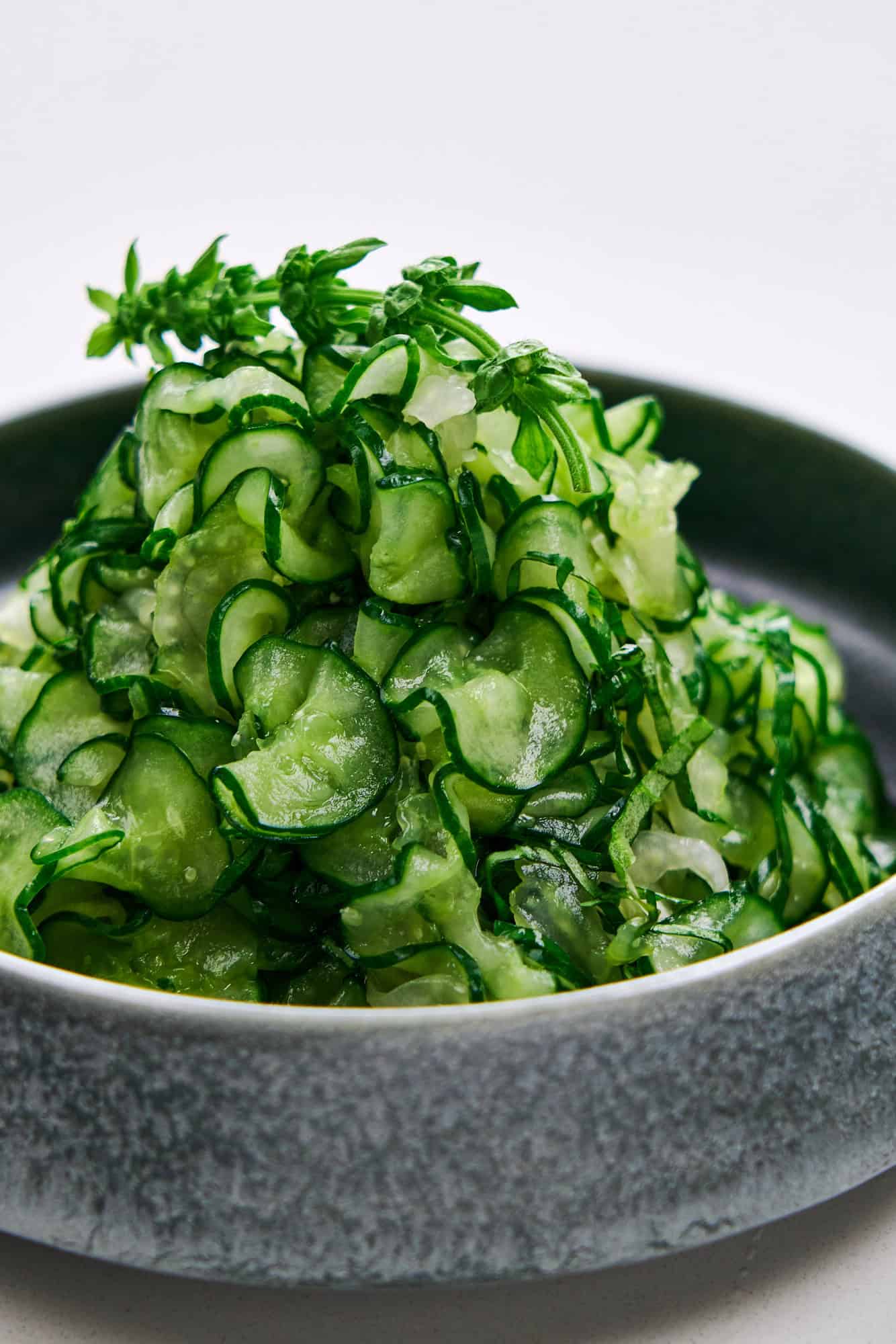 Refreshing and simple cucumber basil salad.