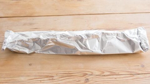 Foil wrapped salmon fillet.