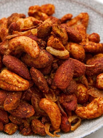 A dish of spicy Chinese nuts.