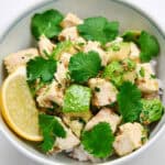 Chicken and Avocado Rice Bowl from above.