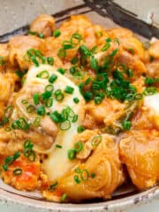 Oyakodon chicken and egg bowl amped up with an addition of miso.