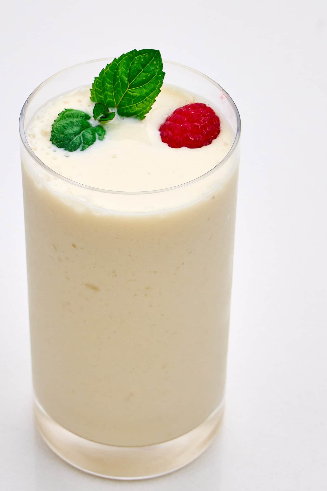 Refreshing amazake smoothie with banana and yogurt.